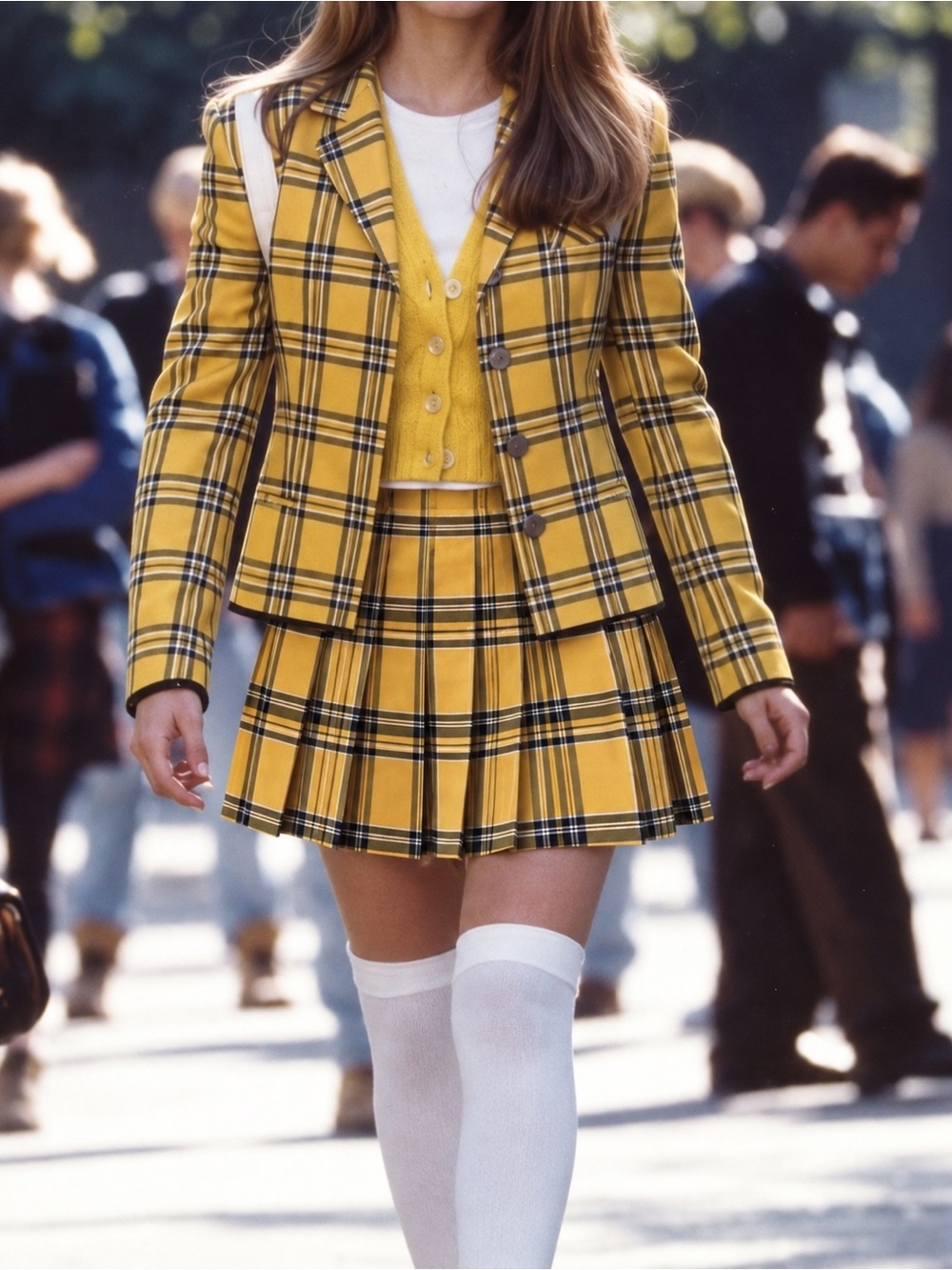 NOBO Y2K Plaid Mini Pleated Skirt M, Yellow